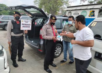 Pastikan Prokes Berjalan, Samapta Polresta Bandara Soetta Gelar Patroli Yustisi