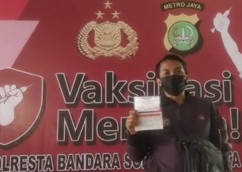 Gerai Vaksinasi Merdeka Polresta Bandara Soetta Telah Vaksin 14. 7001 Orang