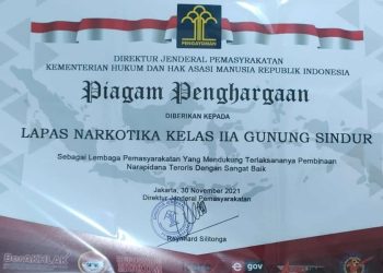 Mampu Bina Napiter, Lapas Narkotika Gunung Sindur Diganjar Penghargaan