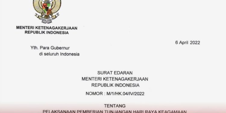Dear para Gubernur, Menaker Keluarkan Surat Edaran