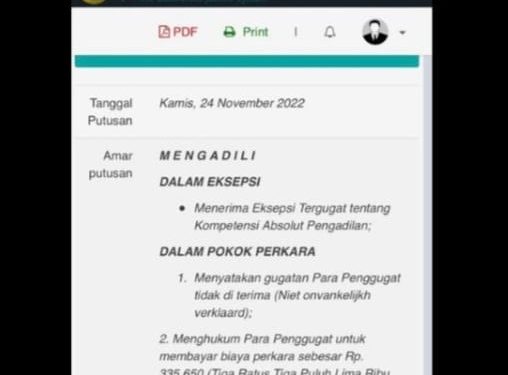 Adsuri Cs. “KO”, Gugatannya Ditolak PTUN Jakarta