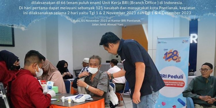 Rayakan HUT ke-128, BRI BO Pontianak Selenggarakan Pemeriksaan Kesehatan Gratis