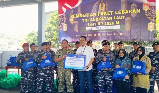 BRI BO Cilegon dan TNI Angkatan Laut Salurkan Bantuan Sembako untuk Masyarakat